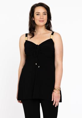Yoek Top met bandjes | Zwart | Maat 54/56
