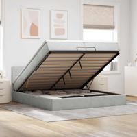 Ottoman bed met matras 200x200 cm fluweel lichtgrijs