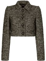 Dolce & Gabbana veste en tweed à coupe crop - Marron