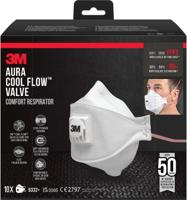 3M Aura Comfort Cool Flow stofmasker, FFP3, met ventiel, pak van 10 stuks