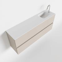Toiletmeubel Mondiaz Ada | 120 cm | Meubelkleur Linen | Lex wastafel Talc Rechts | 1 kraangat