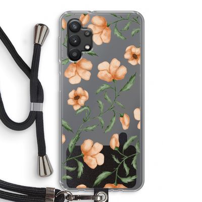 Peachy flowers: Samsung Galaxy A32 5G Transparant Hoesje met koord