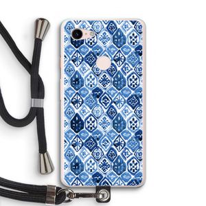 Blauw motief: Pixel 3 XL Transparant Hoesje met koord