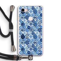 Blauw motief: Pixel 3 XL Transparant Hoesje met koord