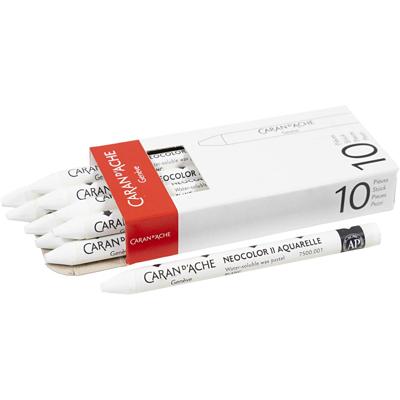 Caran Dache Caran d'ache neocolor ii, l: 10 cm, dikte 8,5 mm, white (001), 10 stuk/ 1 doos