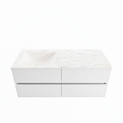 MONDIAZ VICA-DLUX 120cm badmeubel onderkast Talc 4 lades. Inbouw wastafel CLOUD links zonder kraangat, kleur Ostra.