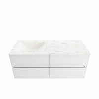 MONDIAZ VICA-DLUX 120cm badmeubel onderkast Talc 4 lades. Inbouw wastafel CLOUD links zonder kraangat, kleur Ostra.