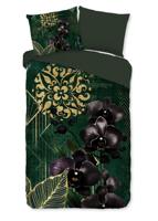 Good Morning Dekbedovertrek "orchideeen en gouden elementen" - Groen - (140x200/220 cm) - Katoen