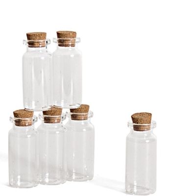 24x Kleine transparante glazen flesjes met kurken deksel/dop 10 ml