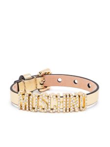 Moschino bracelet à logo strassé - Or