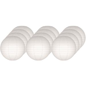 12x Witte lampionnen rond 25 cm   -