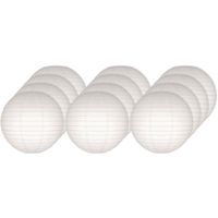 12x Witte lampionnen rond 25 cm   - - thumbnail