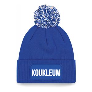 Koukleum muts met pompon unisex one size - blauw