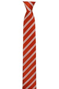 OLYMP Slim Krawatte Stropdas oranje/wit, Gestreept