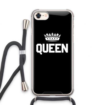 Queen zwart: iPhone 7 Transparant Hoesje met koord
