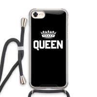 Queen zwart: iPhone 7 Transparant Hoesje met koord