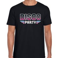 Disco party feest t-shirt zwart voor heren - thumbnail