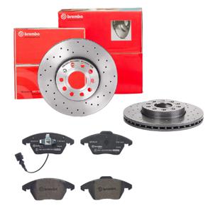 Remmenset, remschijf BREMBO, Remschijftype: Geperforeerd / Geventileerd, Inbouwplaats: Vooras, u.a. für VW, Audi