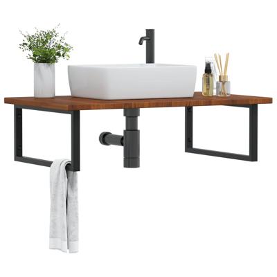 Badkamer wandschap staal en massief eikenhout