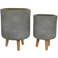 Decoris (r) bloempot op voet outdoor taupe 41 cm set van 2 | 2 stuks