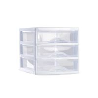 Plasticforte Ladeblokje/bureau organizer 3x lades - wit/transparant - L18 x B21 x H17 cm - plastic   -