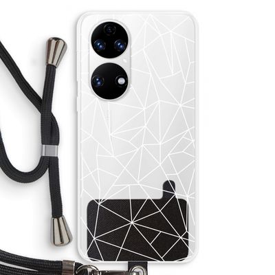 Geometrische lijnen wit: Huawei P50 Transparant Hoesje met koord