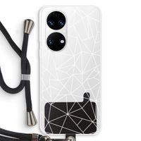 Geometrische lijnen wit: Huawei P50 Transparant Hoesje met koord