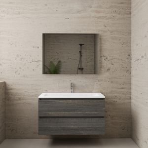 ACTIE BWS Badmeubel | Paris | Frey Oak 100 cm | Mat Wit Wastafel | 1 of 2 Kraangaten