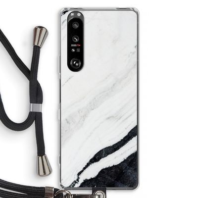 Elegante marmer: Sony Xperia 1 III Transparant Hoesje met koord