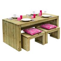 Outdoor Life picknicktafel - naturel - 4-delig - Leen Bakker