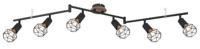 Globo PlafondlampXara I 6-lichts zwart met hout - 54802S-6H