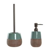 Toiletborstel met houder 36 cm en zeeppompje 280 ml polystone mintgroen