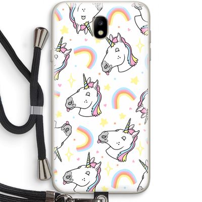 Rainbow Unicorn: Samsung Galaxy J7 (2017) Transparant Hoesje met koord