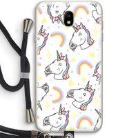 Rainbow Unicorn: Samsung Galaxy J7 (2017) Transparant Hoesje met koord