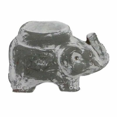 Theelichthouder Terracotta Olifant Grey-Wash
