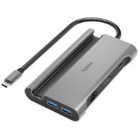 Hama USB 3.2 Gen 1-hub 7 poorten Met snellaadpoort, Met USB-C stekker, Ultra HD-geschikt Grijs - thumbnail