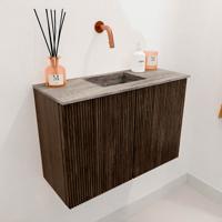 Toiletmeubel Mondiaz Joya Dlux | 60 cm | Meubelkleur Walnut | Faye wastafel Oza Wasbak Midden | Zonder kraangat(en)