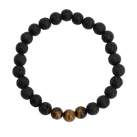 Edelsteen Armband Heren Groot Tijgeroog & Lavasteen (8mm, 21 cm)