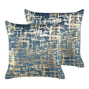 Beliani-GARDENIA -Sierkussen set van 2-Blauw-45 x 45 cm-Fluweel