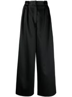 KHAITE pantalon palazzo en satin à détails plissés - Noir