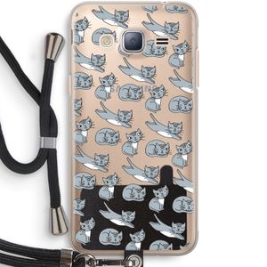 Poezen: Samsung Galaxy J3 (2016) Transparant Hoesje met koord