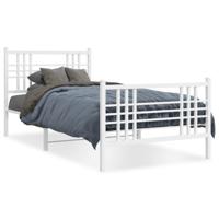Bedframe met hoofd- en voeteneinde metaal wit 90x200 cm