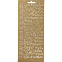 Creativ Company Stickers, hyvaa ystävänpäivää, vel 10x23 cm, goud, 1 vel