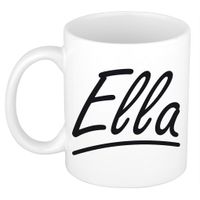 Naam cadeau mok / beker Ella met sierlijke letters 300 ml - thumbnail