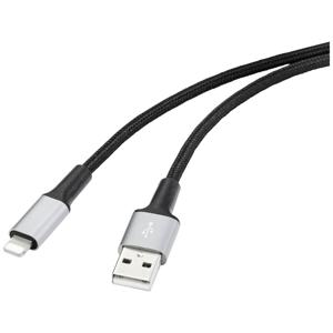 Renkforce USB, Apple Lightning Aansluitkabel [1x USB-A 2.0 stekker - 1x Apple dock-stekker Lightning] 1.00 m Kabelmantel van gerecycled materiaal, Extreem