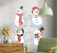 Kerststickers 4 schattige sneeuwpoppen