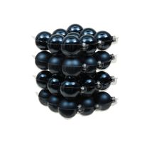 36x stuks glazen kerstballen donkerblauw 6 cm mat/glans