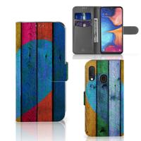Samsung Galaxy A20e | Book Style Case | Wood Heart - Cadeau voor je Vriend | Portemonnee hoesje