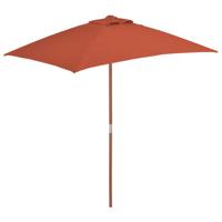 VidaXL Parasol met houten paal 150x200 cm terracottakleurig - thumbnail