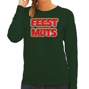 Foute kersttrui/sweater voor dames - feest muts - groen - kerstmis